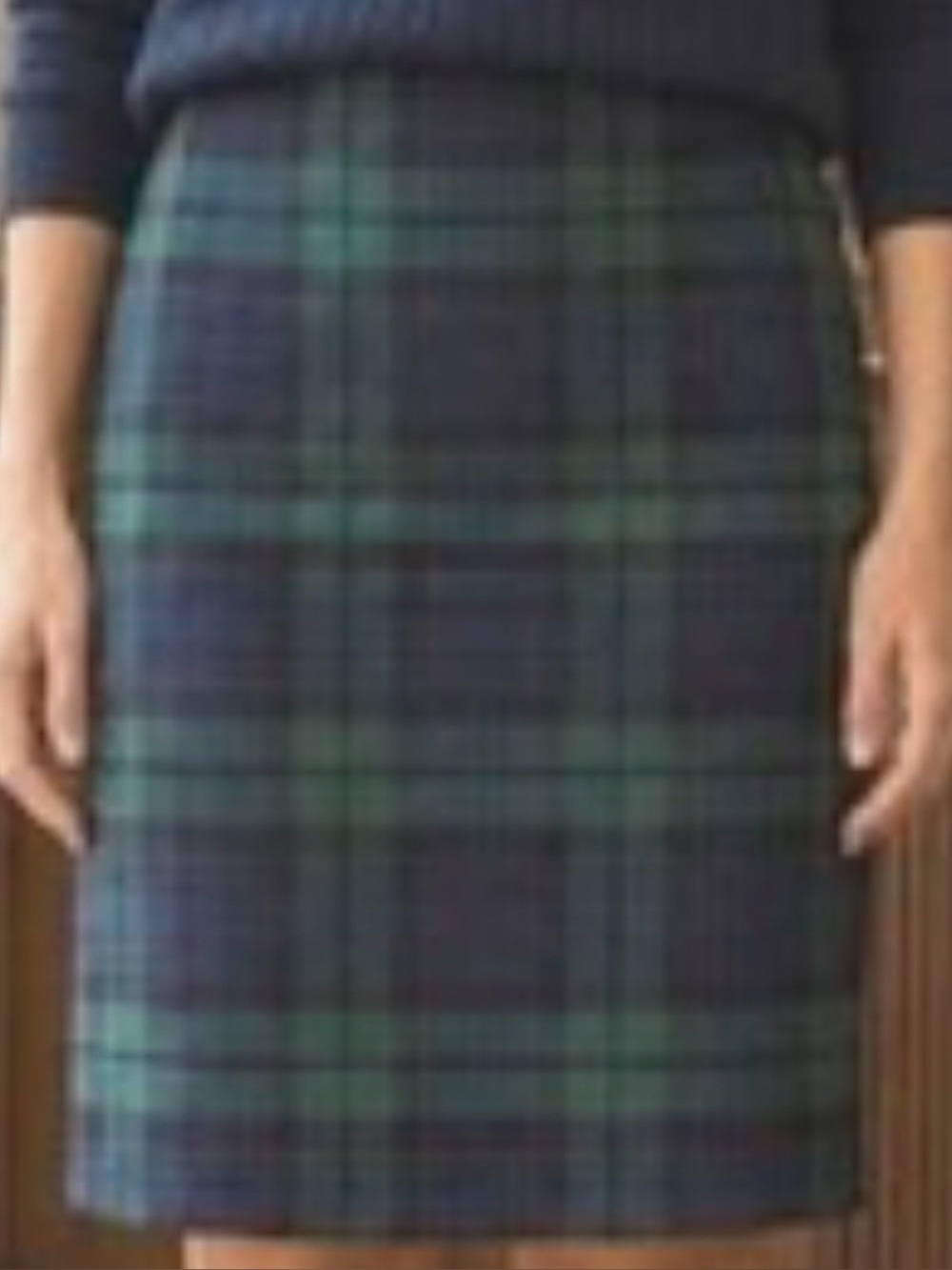 J.Crew The Pencil Skirt in Black Watch Plaid Blue & Green Size 4